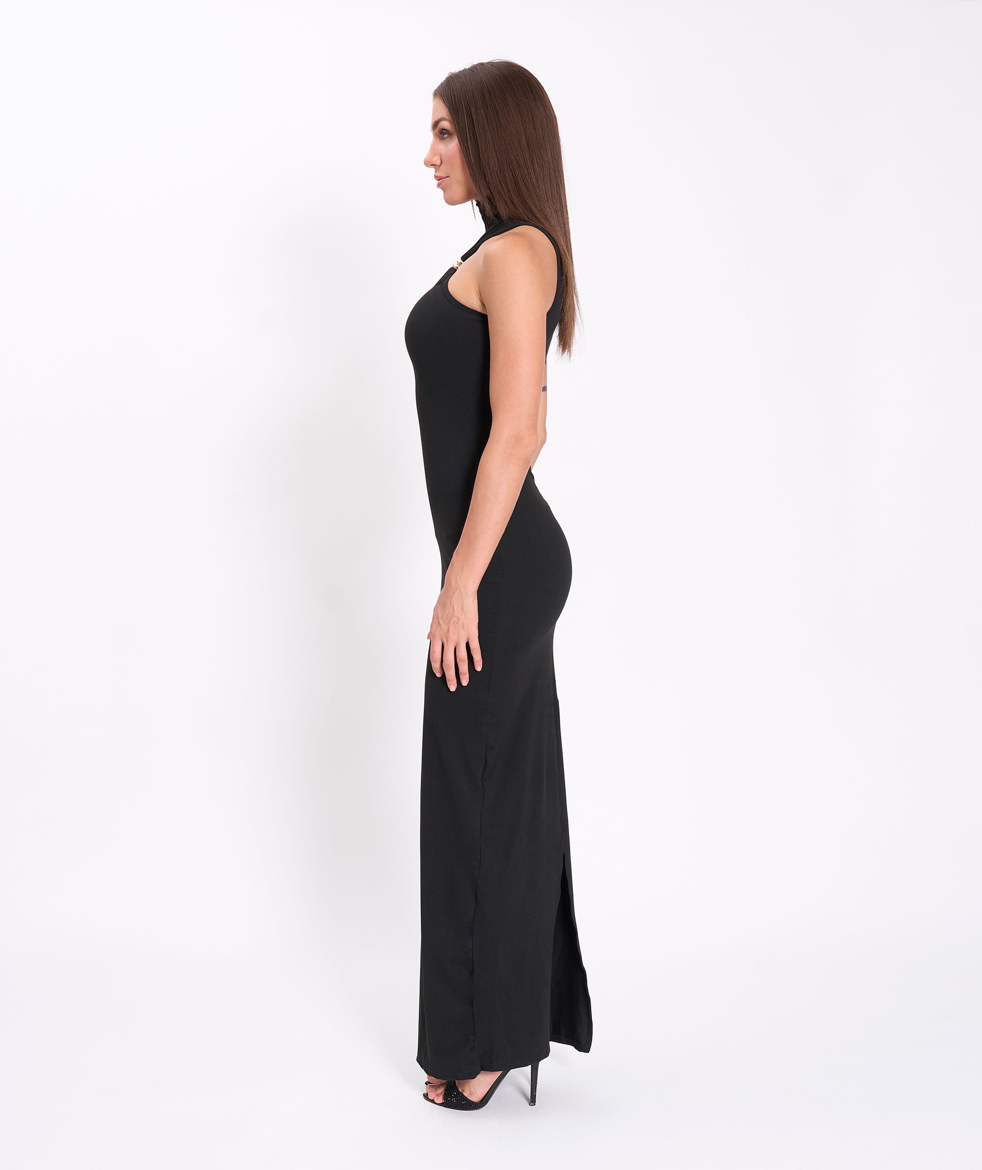 Black halter neck dress