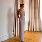Beige halter neck dress