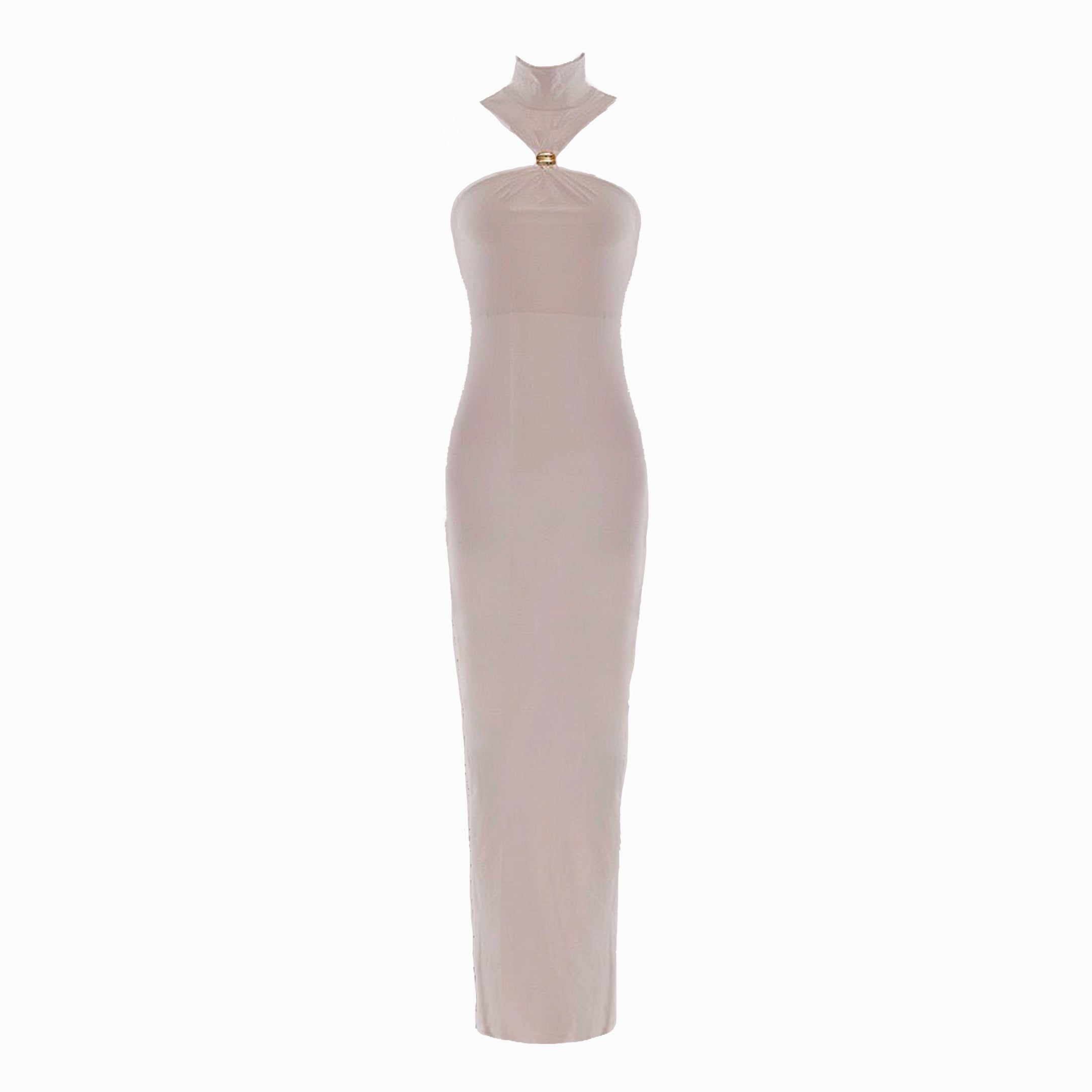 Beige halter neck dress