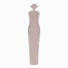 Beige halter neck dress