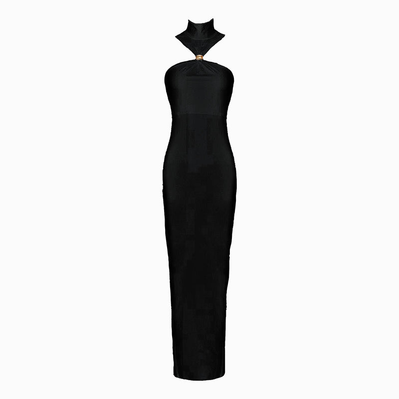 Black halter neck dress