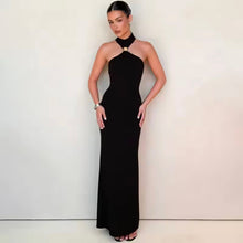 Black halter neck dress