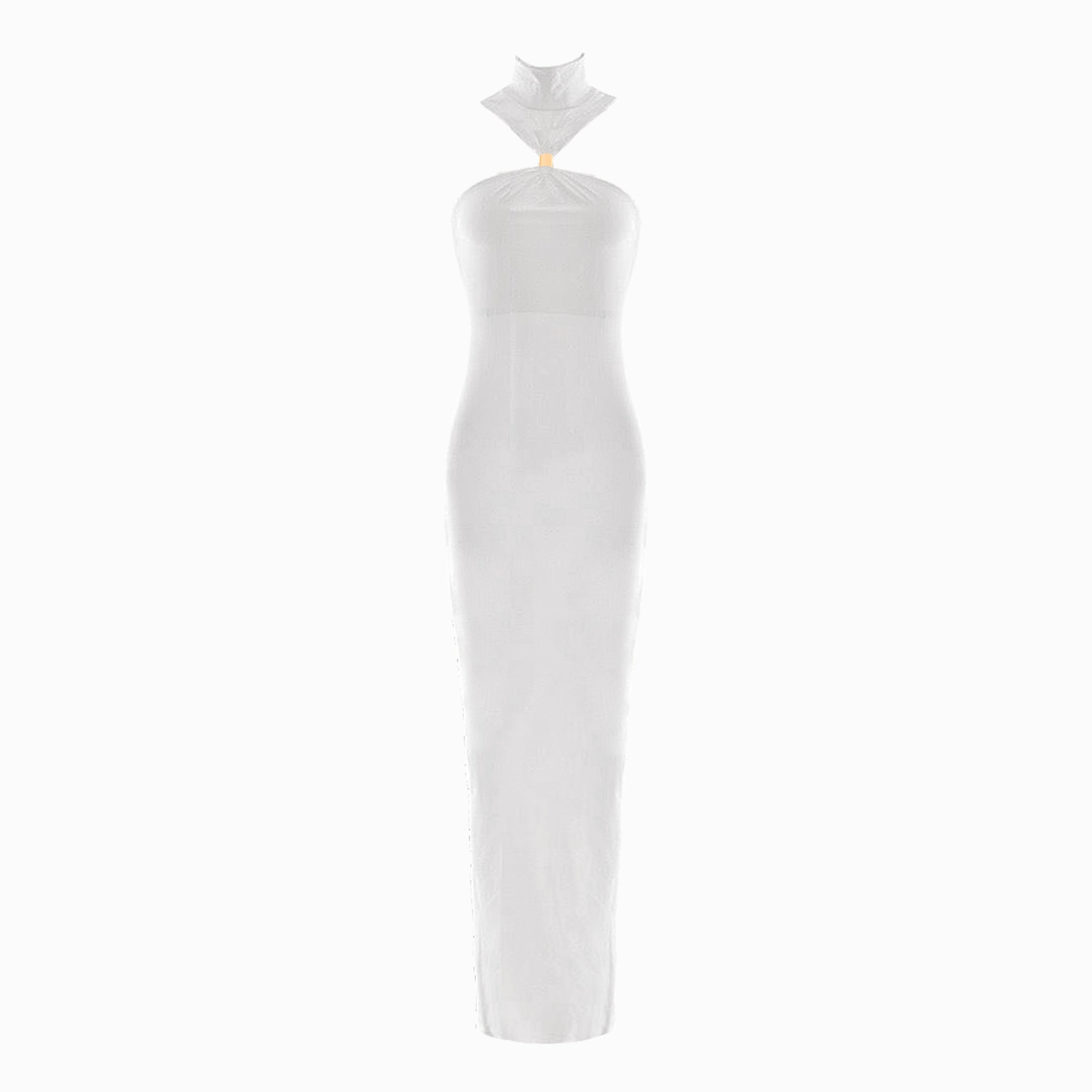 White halter neck dress