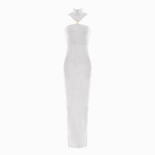 White halter neck dress