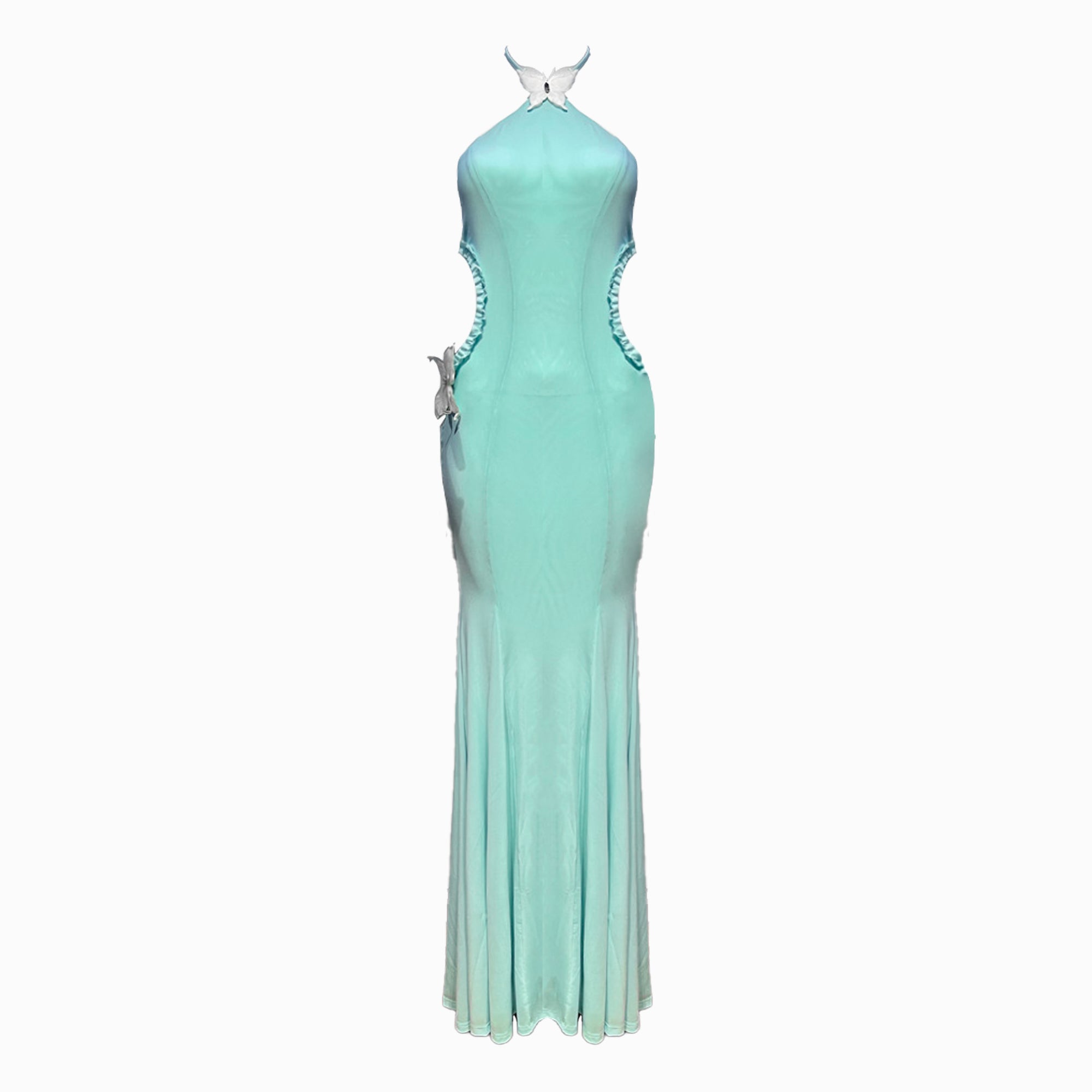 Aqua butterfly mesh dress
