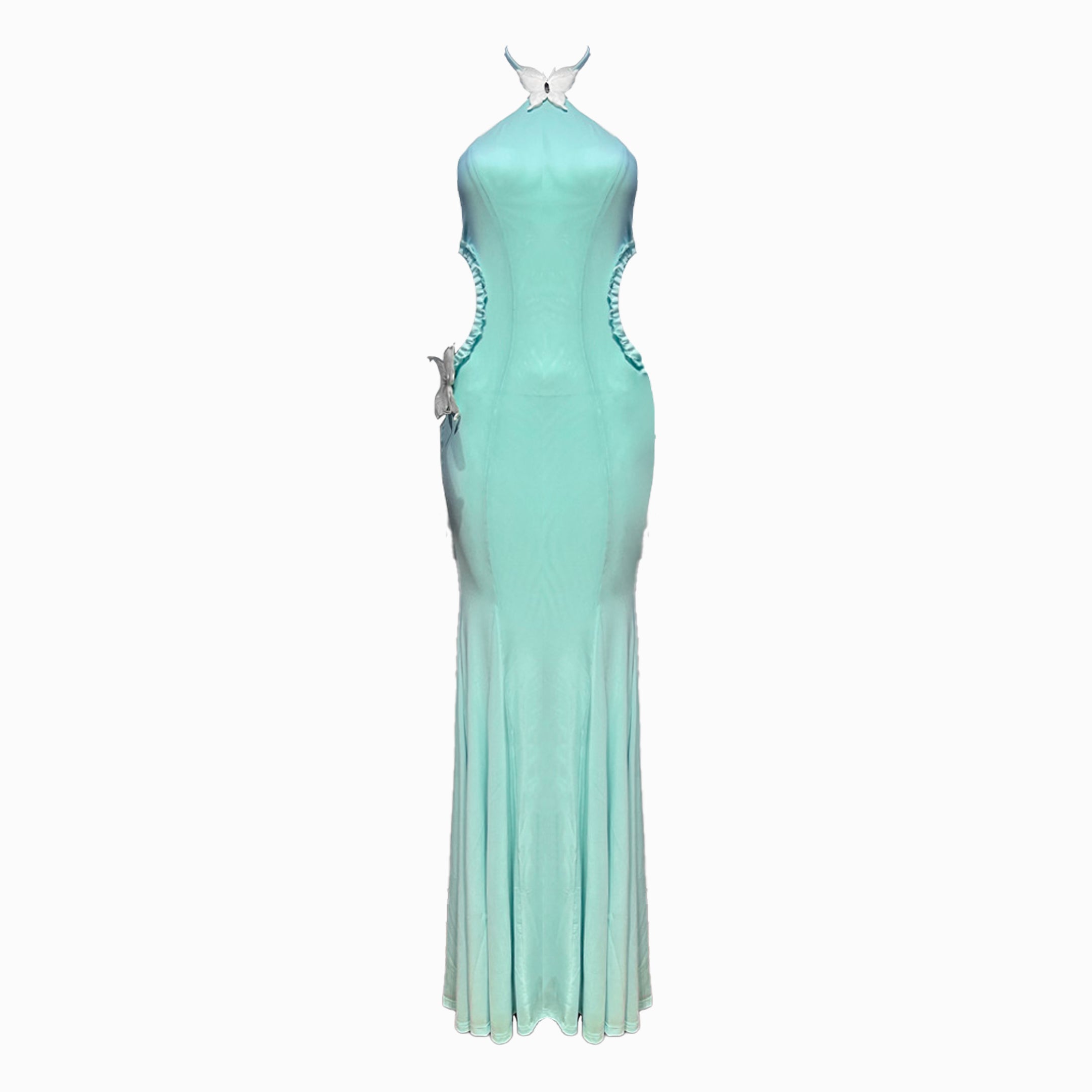 Aqua butterfly mesh dress