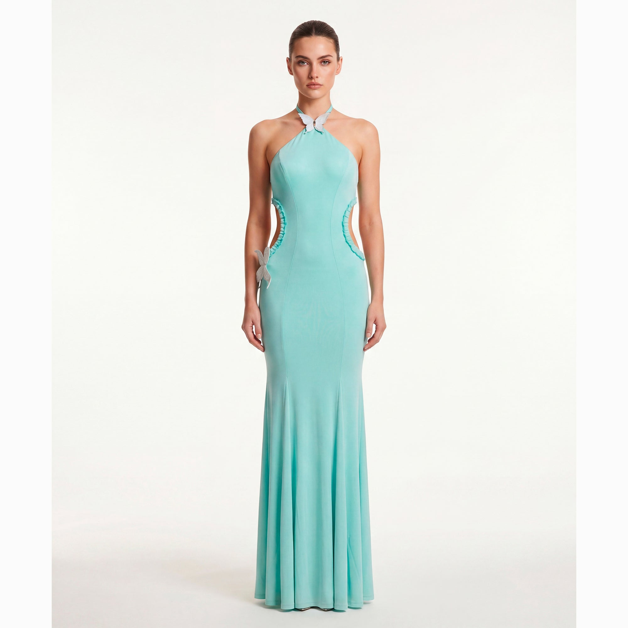 Aqua butterfly mesh dress
