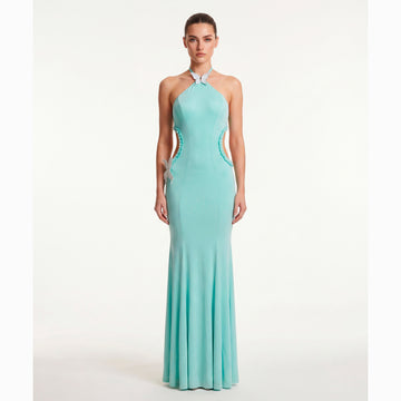Aqua butterfly mesh dress