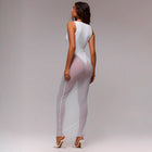 White scoop mesh dress