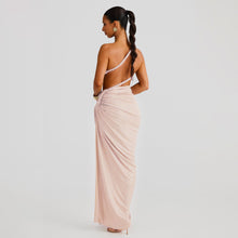 Light pink one sleeve rope midi dress
