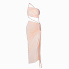 Light pink one sleeve rope midi dress