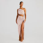 Light pink one sleeve rope midi dress