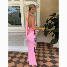 Pink V neck printed jersey dress