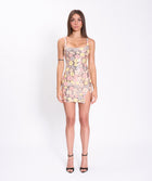 Rosè flowers sequins mini dress