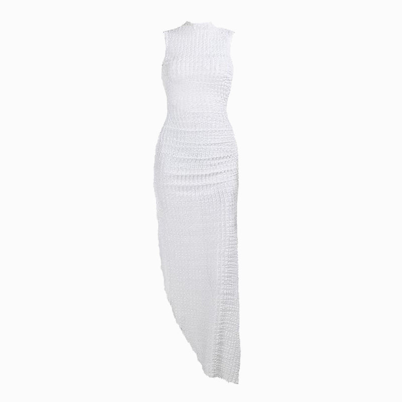 White ruches tulle dress