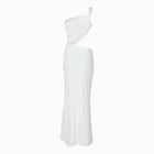 White draped jersey dress
