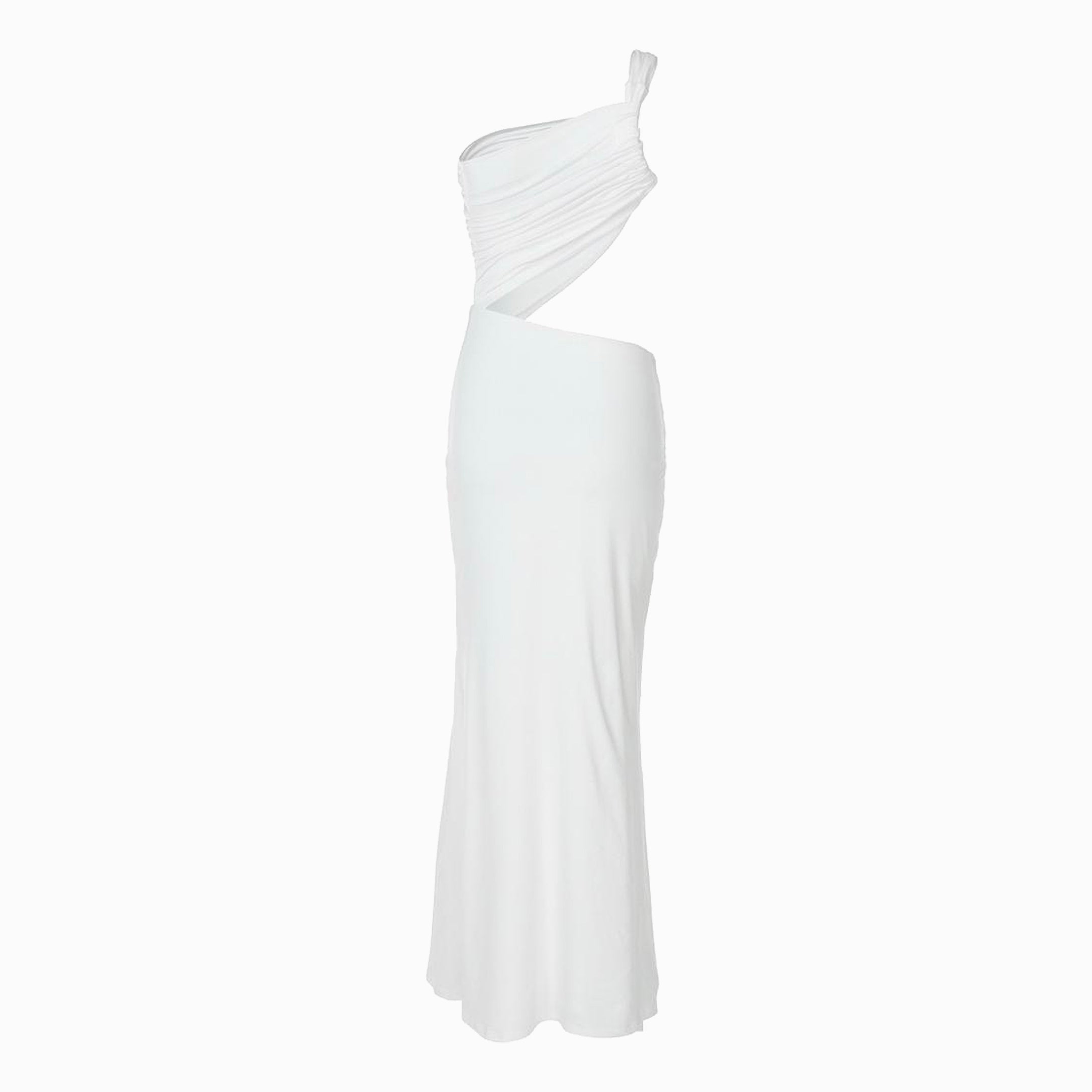 White draped jersey dress