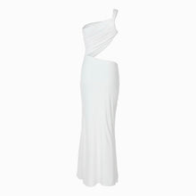 White draped jersey dress