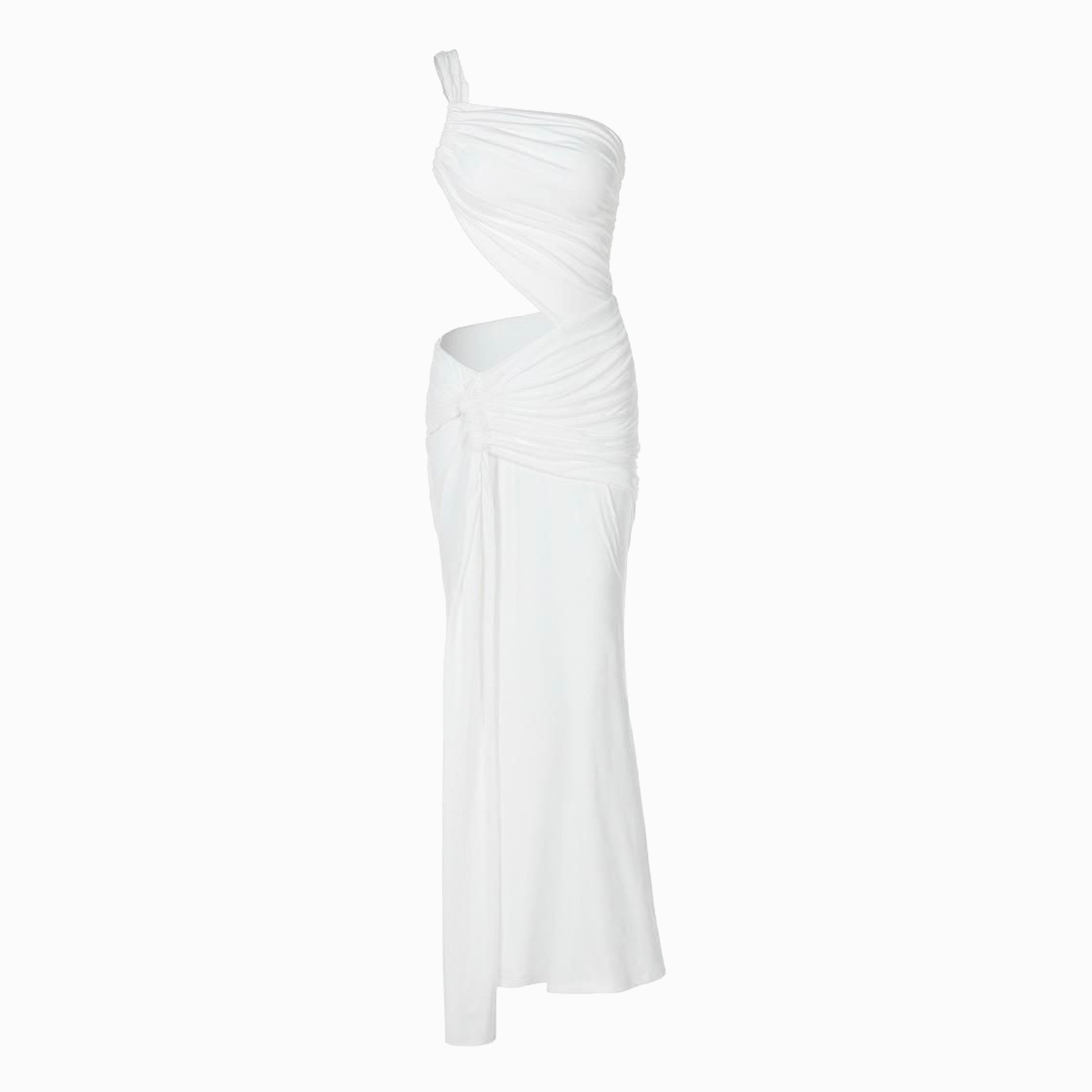White draped jersey dress