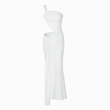 White draped jersey dress