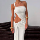 White draped jersey dress