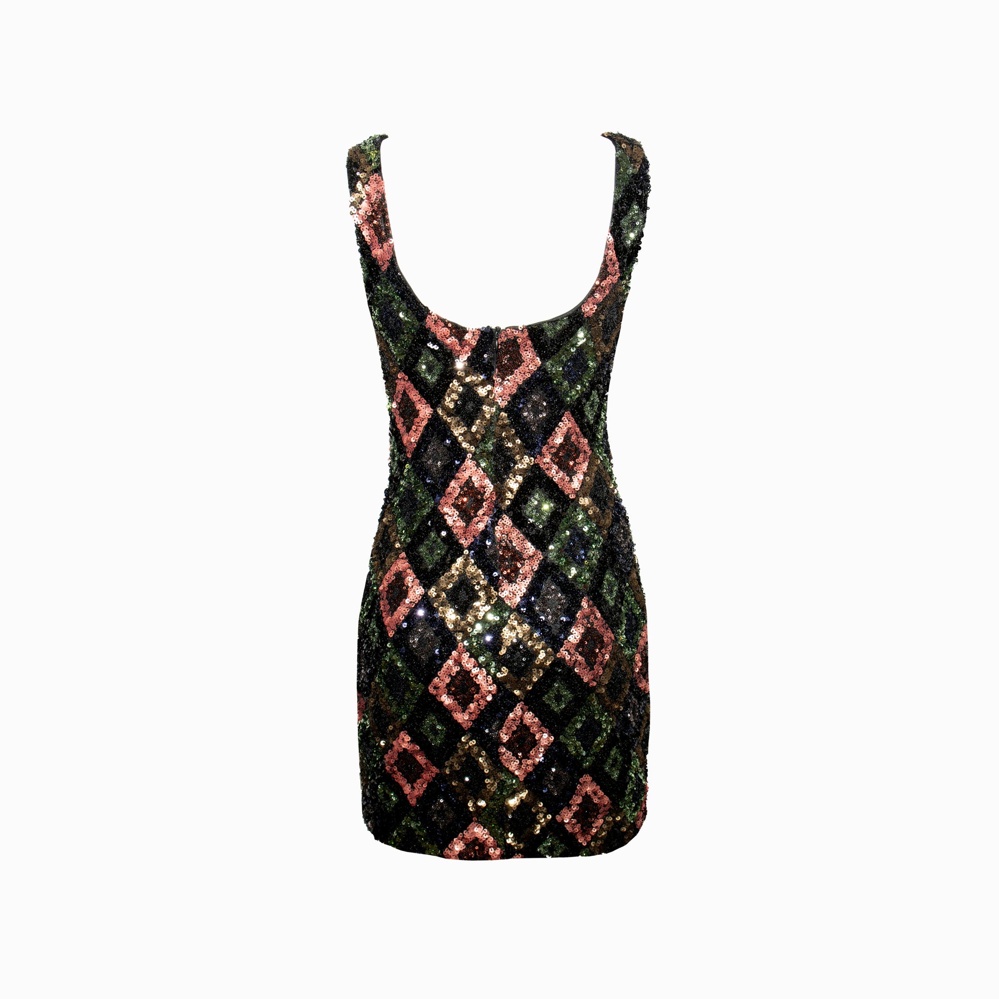 Black polygons sequins mini dress