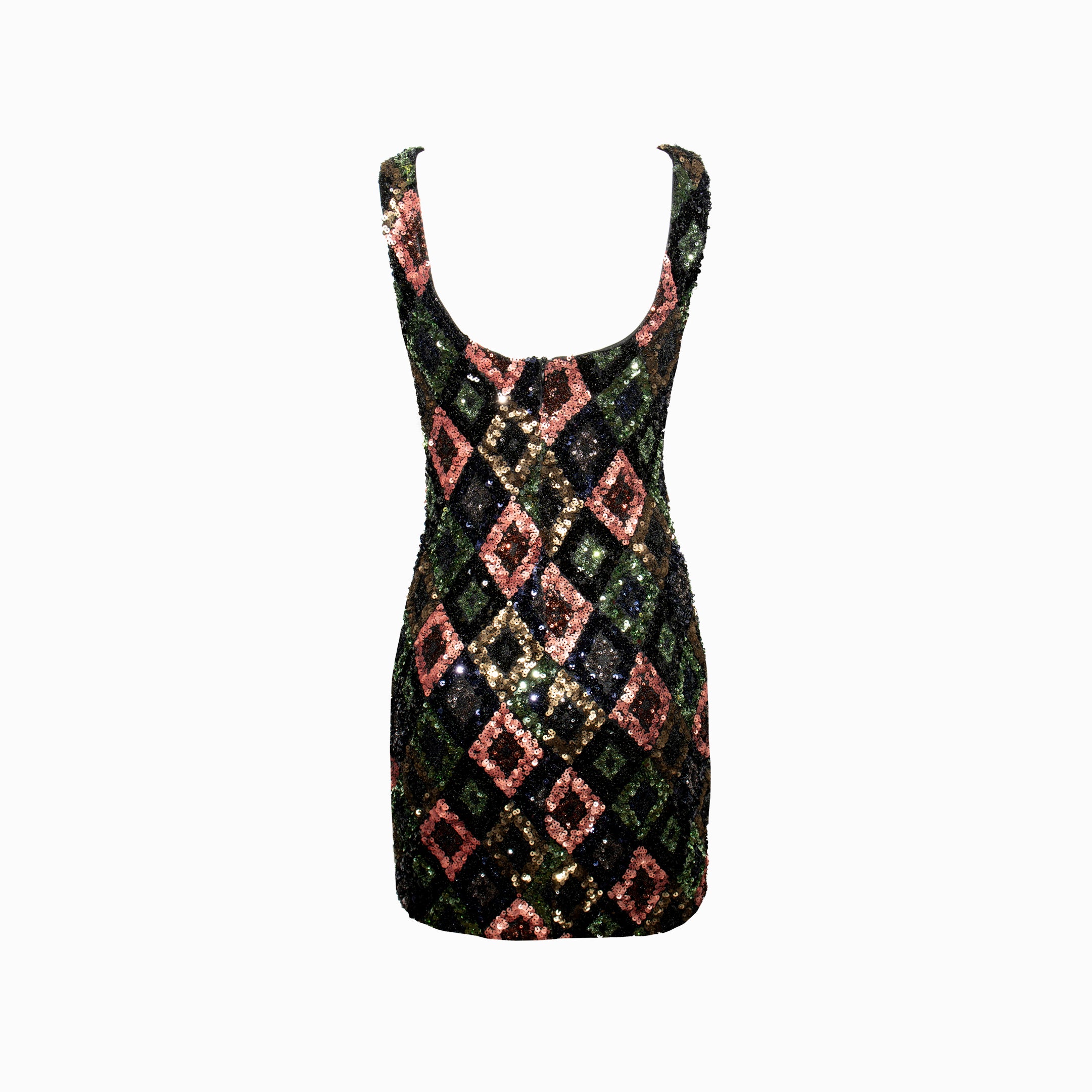 Black polygons sequins mini dress