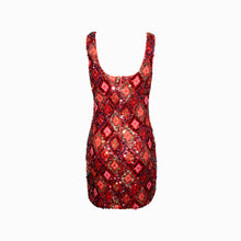 Red polygons sequins mini dress