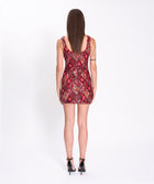 Red polygons sequins mini dress