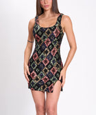 Black polygons sequins mini dress