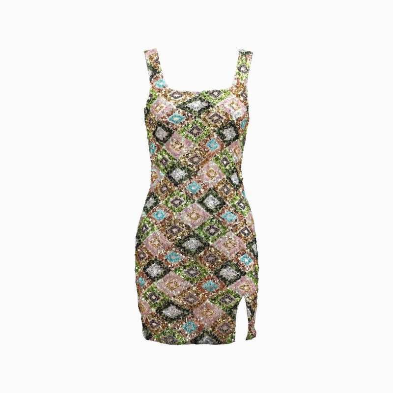 Polygons sequins mini dress