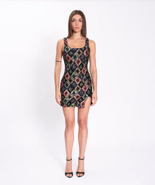 Black polygons sequins mini dress