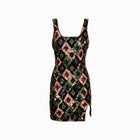 Black polygons sequins mini dress