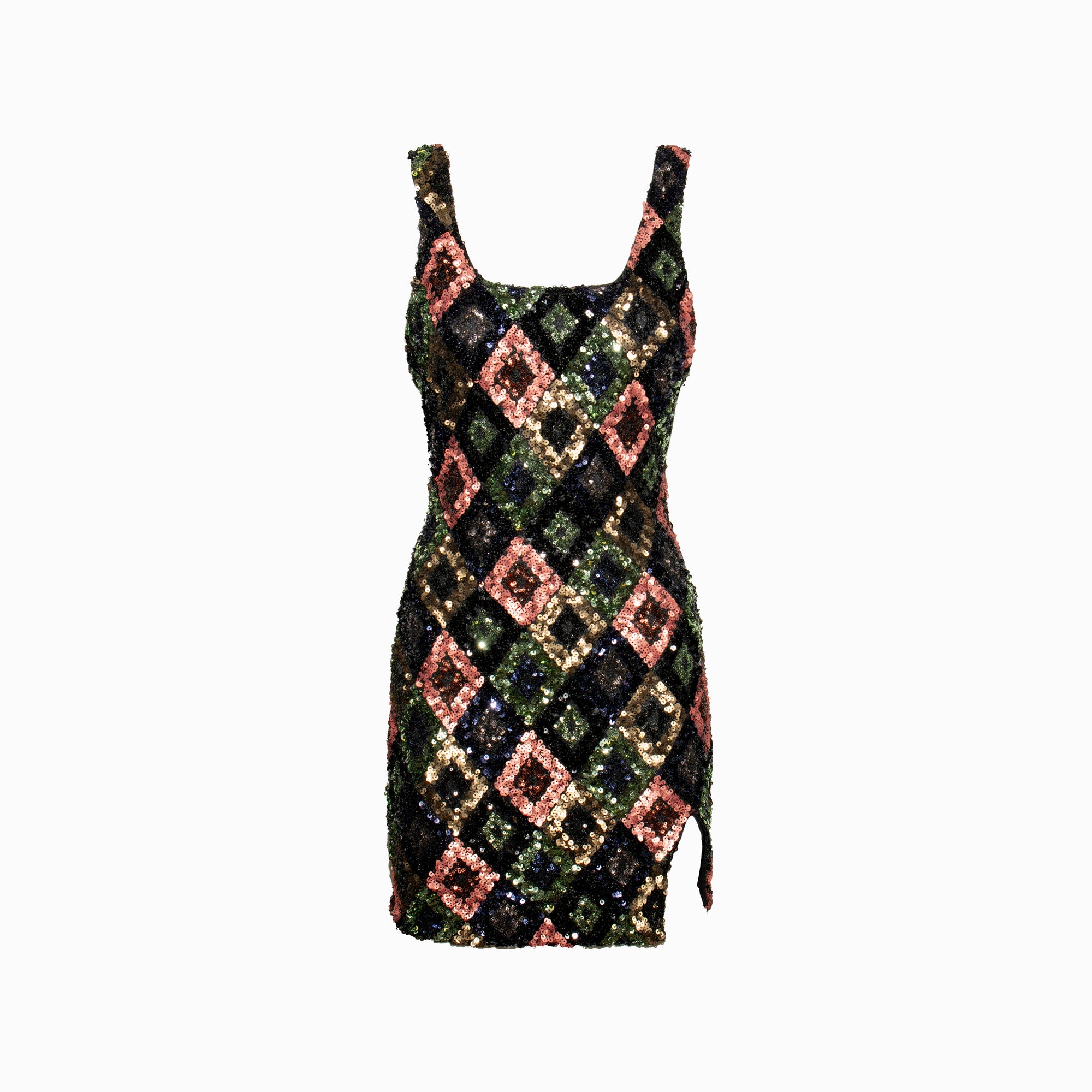 Black polygons sequins mini dress