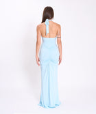 Light blue U deep neck jersey dress