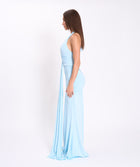 Light blue U deep neck jersey dress