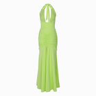 Acid green U deep neck jersey dress