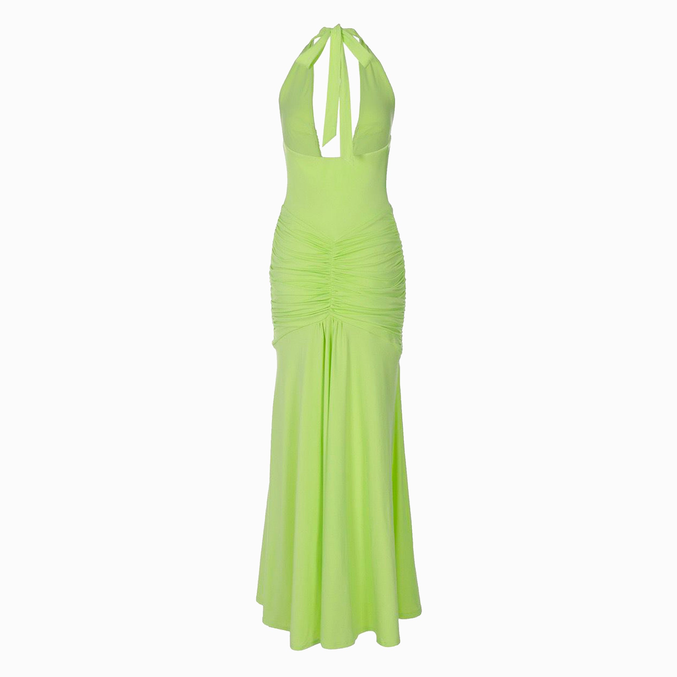Acid green U deep neck jersey dress