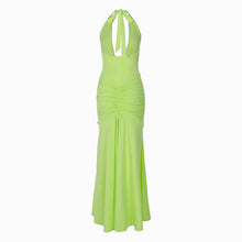Acid green U deep neck jersey dress