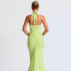 Acid green U deep neck jersey dress