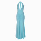Light blue U deep neck jersey dress