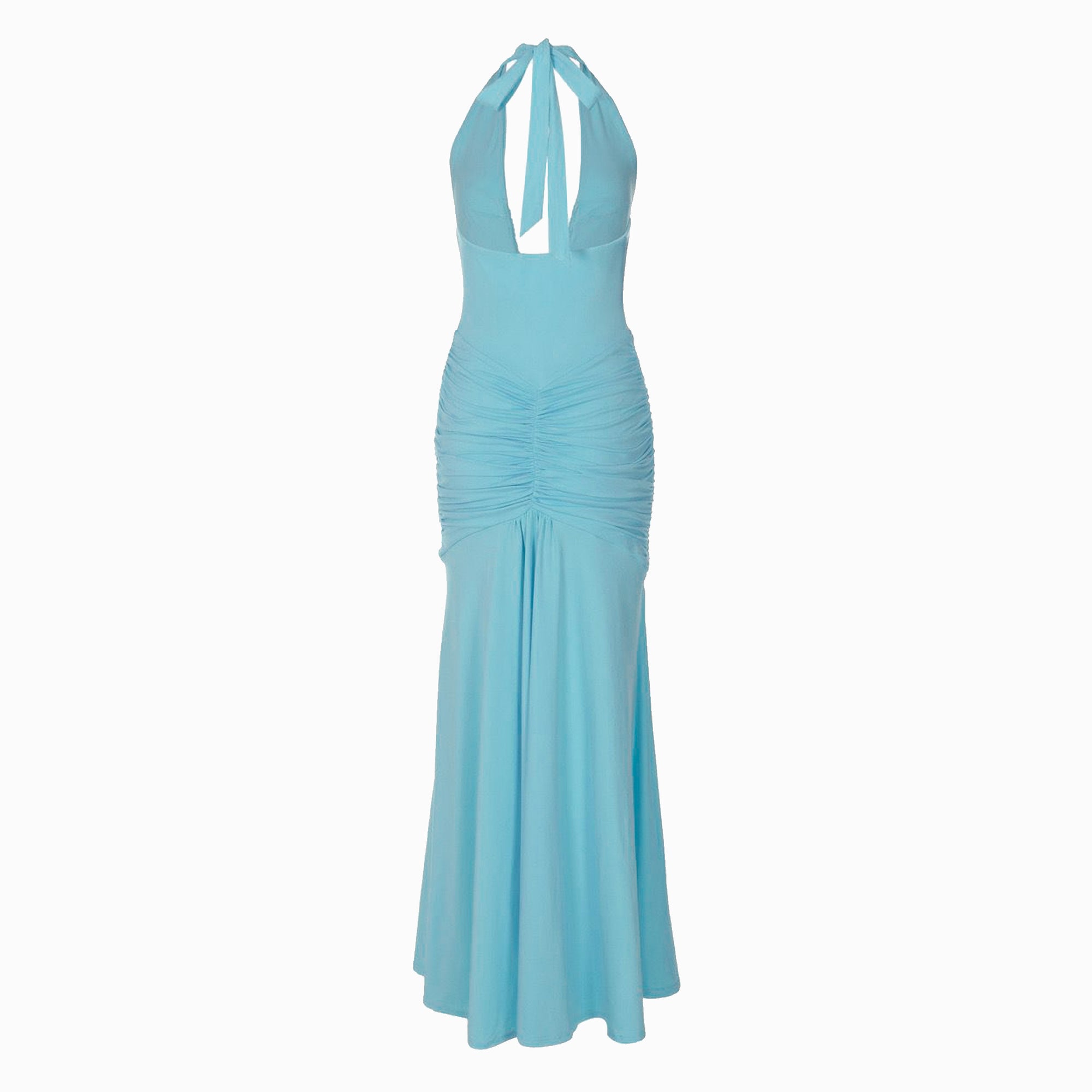 Light blue U deep neck jersey dress