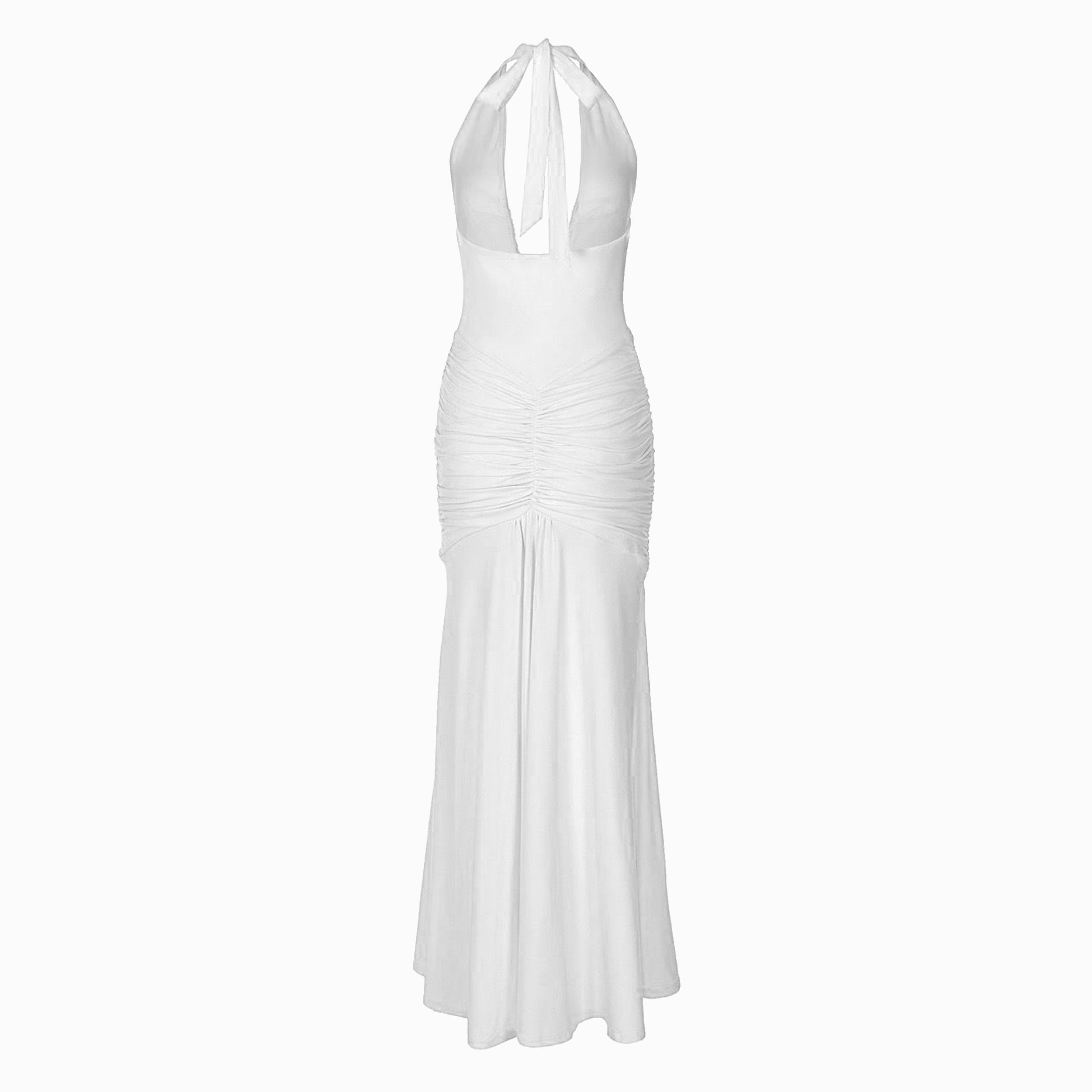 White U deep neck jersey dress
