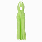 Acid green U deep neck jersey dress