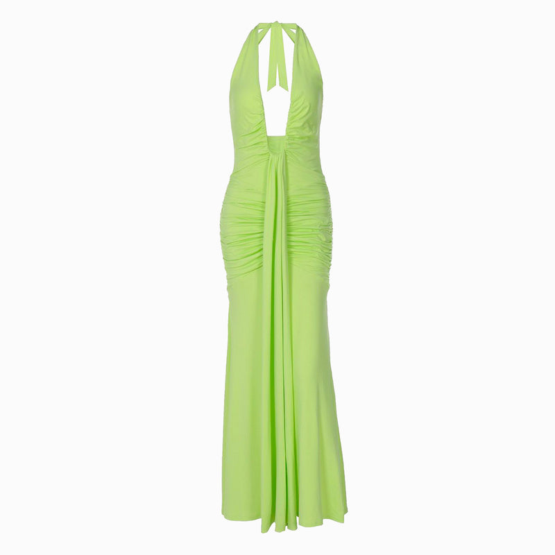 Acid green U deep neck jersey dress
