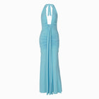 Light blue U deep neck jersey dress