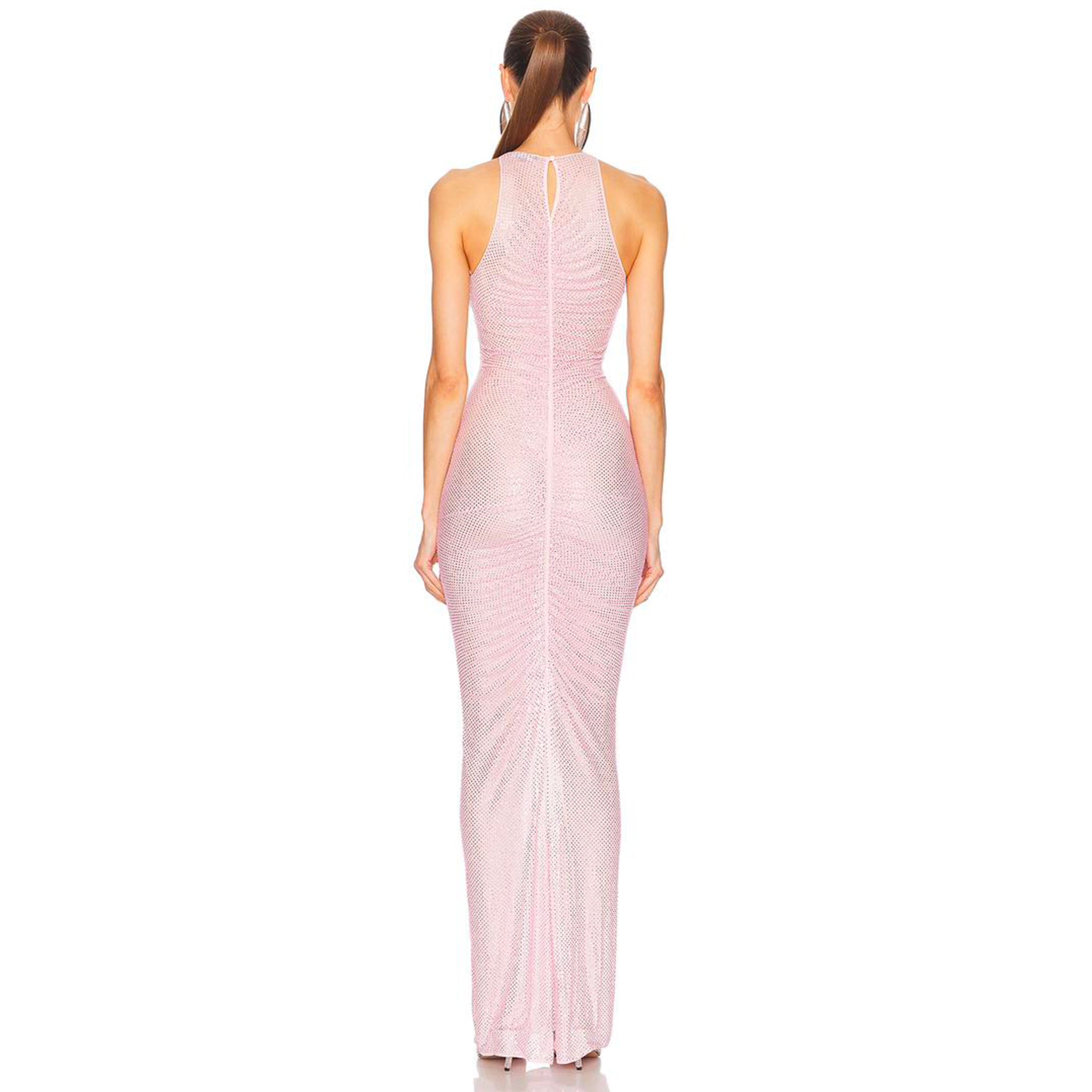 Pink crystals draped dress