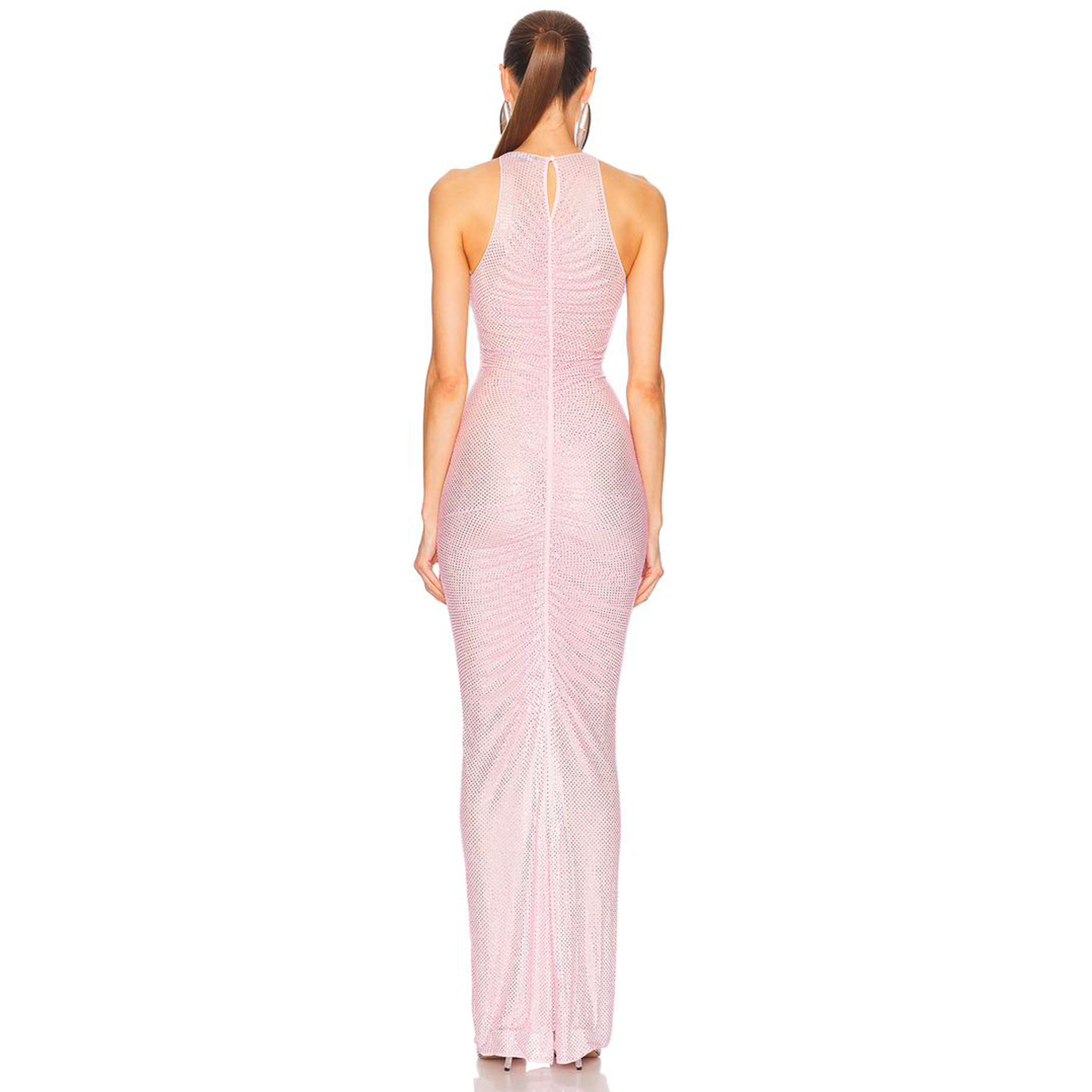 Pink crystals draped dress