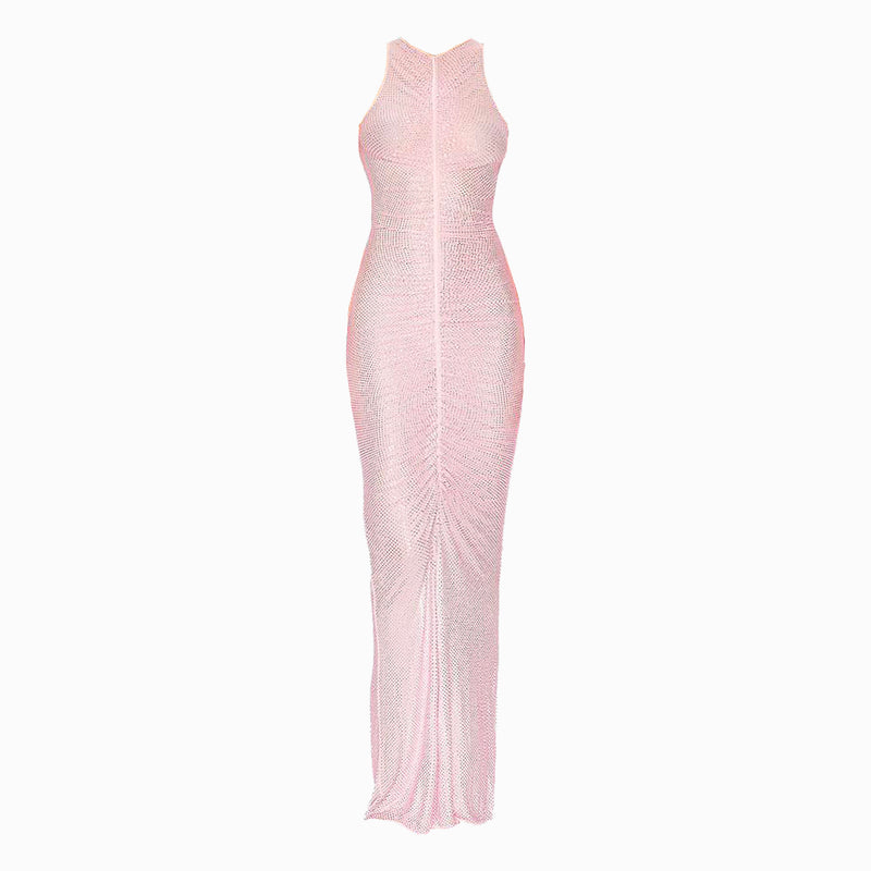 Pink crystals draped dress