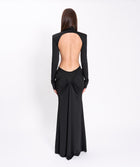 Black jersey draped dress